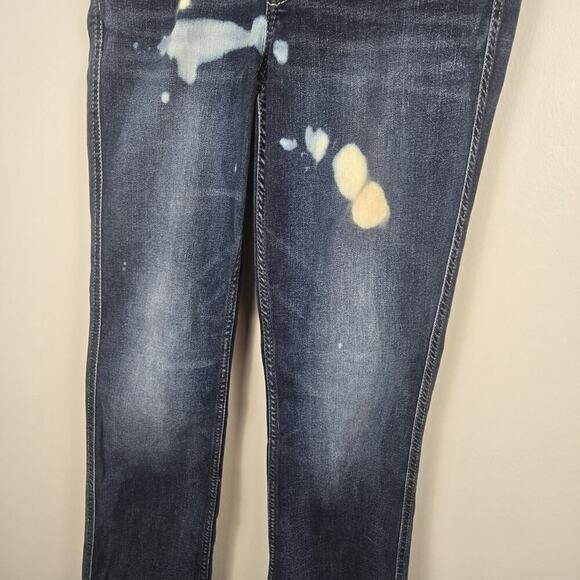 Silver Jeans Suki Slim Bootcut Mid Rise 27x35" Womens Distressed Acid Spot Wash - Picture 2 of 8